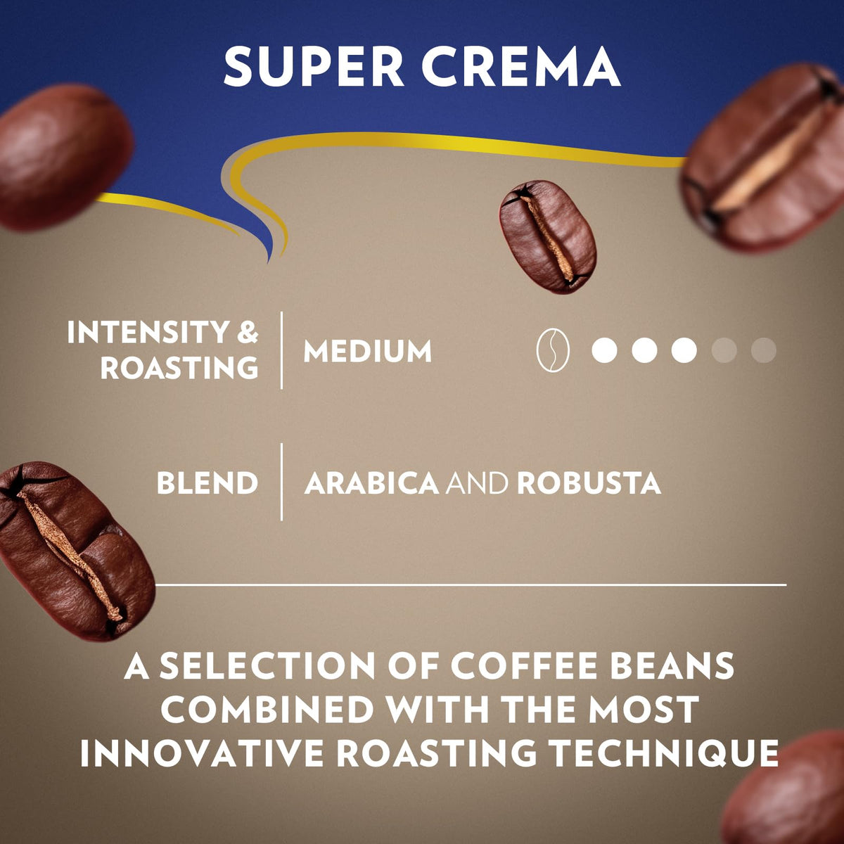 Lavazza Super Crema Whole Bean Coffee Blend, Medium Roast 1kg