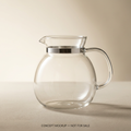 AI-generated glass carafe concept for a prospective supplier presentation, not a real product for sale.