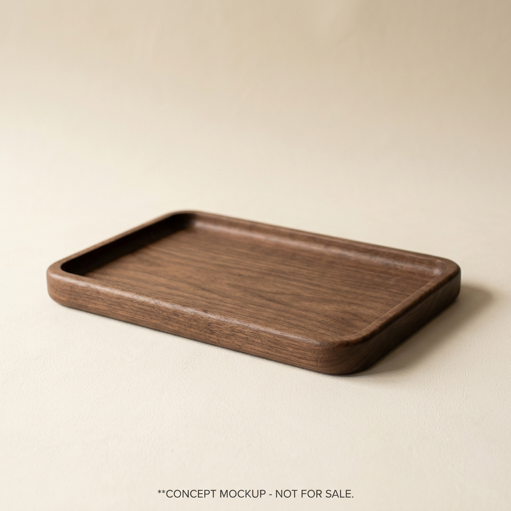 AI-generated coffee tray concept mockup, not a real product for sale.