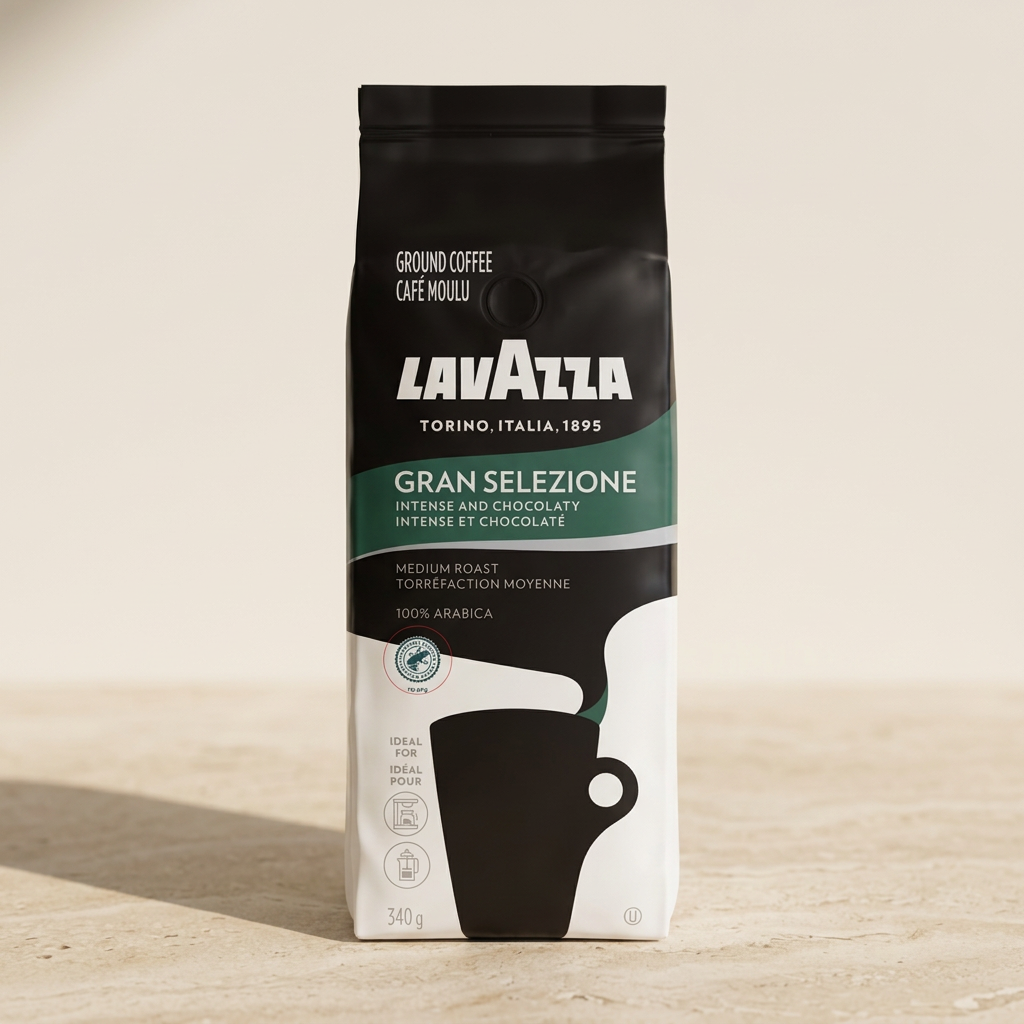 Lavazza Gran Selezione on warm beige stone